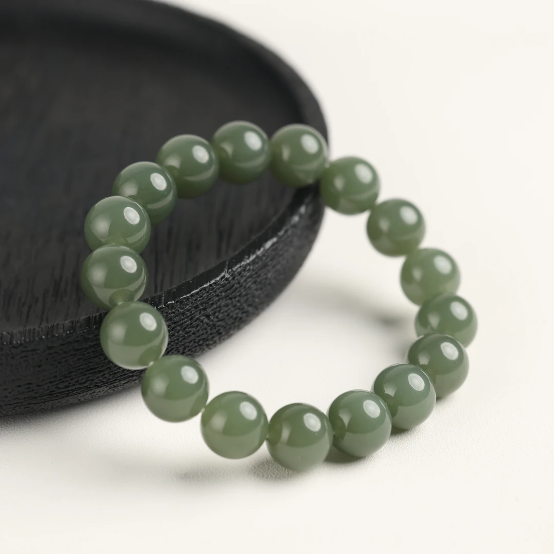 “静岚”严选精品和田玉高色且末蓝12mm素手串