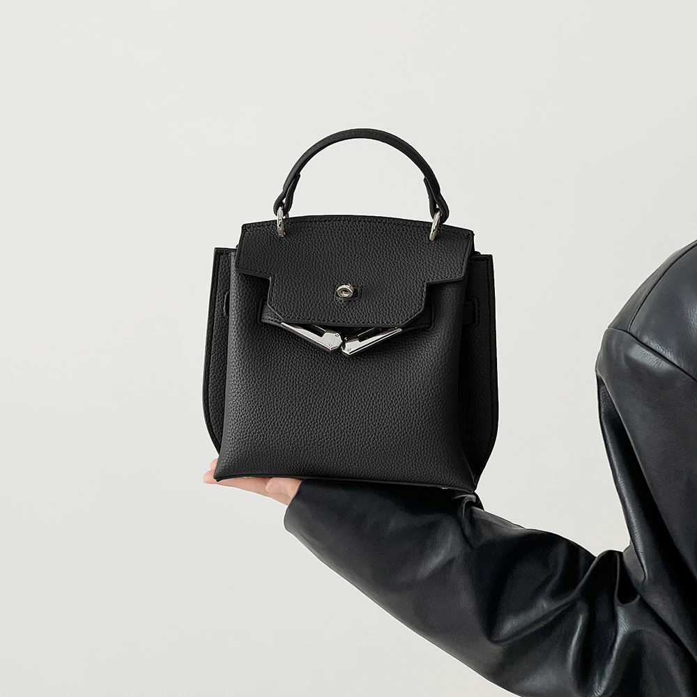 DOUBLE.R【巴黎未晚】荔枝纹软皮凯莉包 2025新款包 手提腋下包斜挎