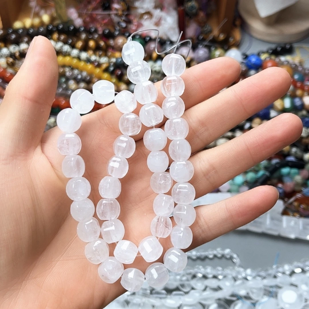 玛瑙/玉髓未镶嵌珠宝半成品10×10白水灯笼珠一条