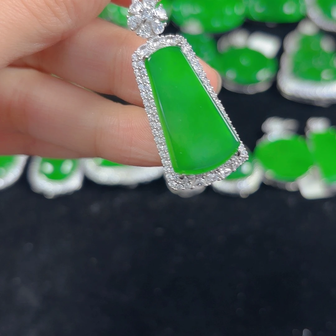 翡翠银S925镶嵌吊坠(不含链)