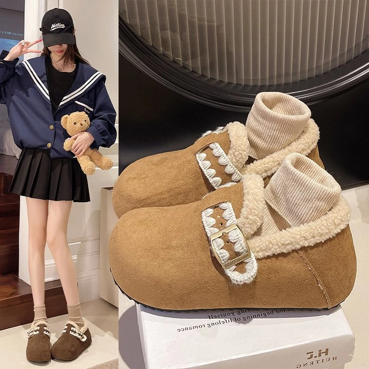 小土豆/卡皮巴拉 24爆款厚底加绒保暖一脚蹬雪地靴女百搭秋冬棉鞋