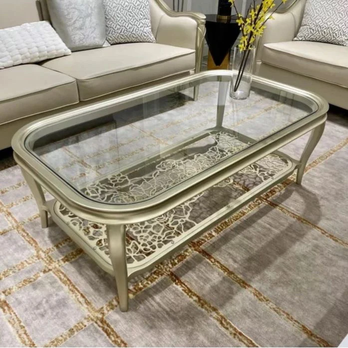 KAINAT实木框架轻奢玻璃茶几【免费送货上门安装】