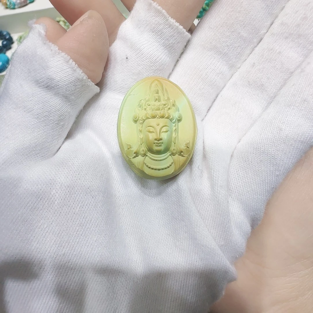 绿松石18K金镶嵌原矿绿松石