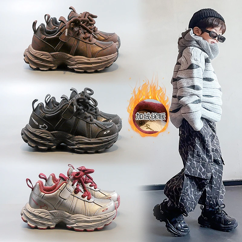 儿童运动鞋2025年冬季爆款加绒保暖女宝宝休闲鞋时尚男童二棉鞋子