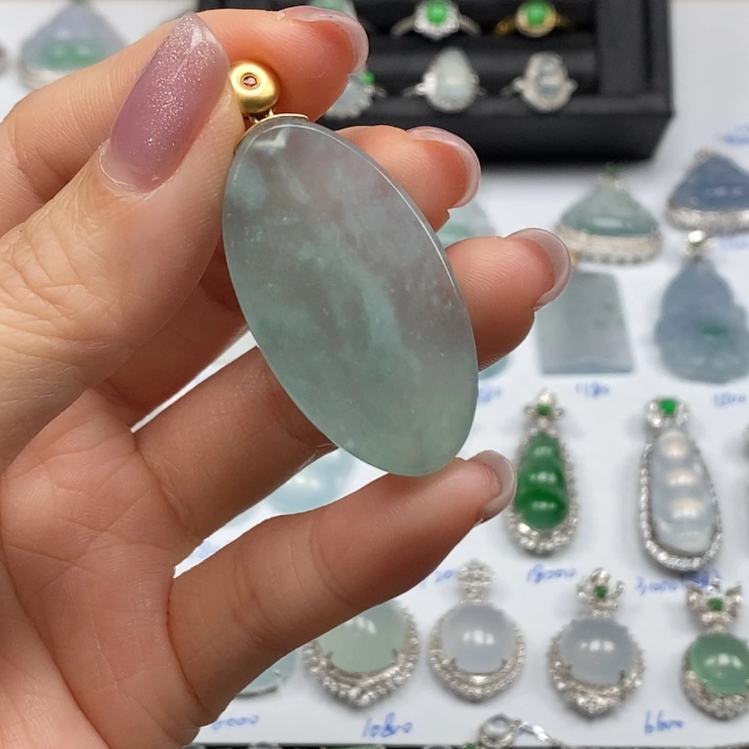 翡翠18K金镶嵌吊坠(不含链)