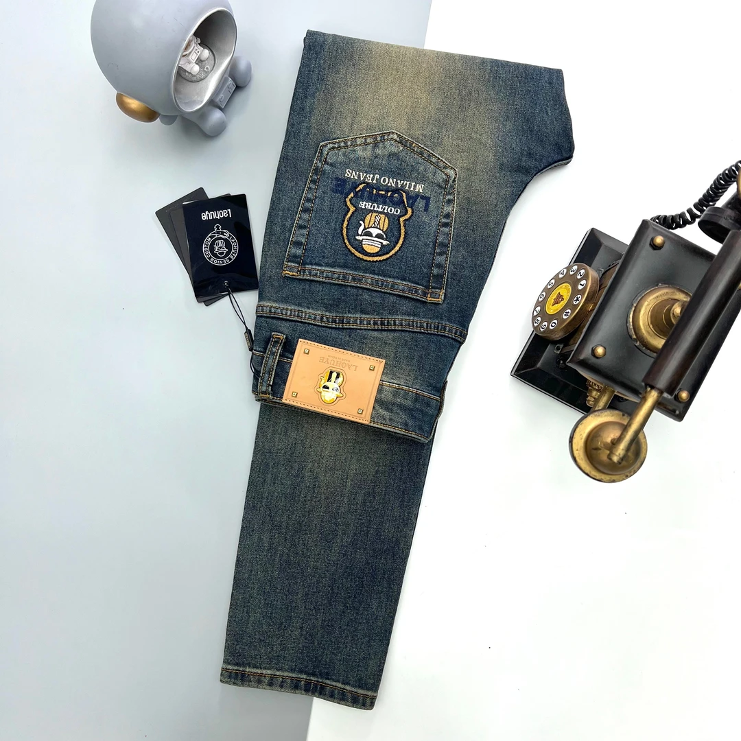 【8019】春季新款男士弹力休闲水洗牛仔百搭修身小直筒长裤