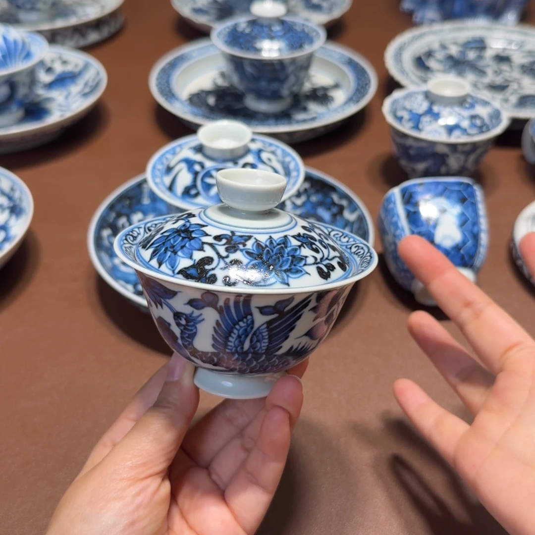手工手绘茶具盖碗