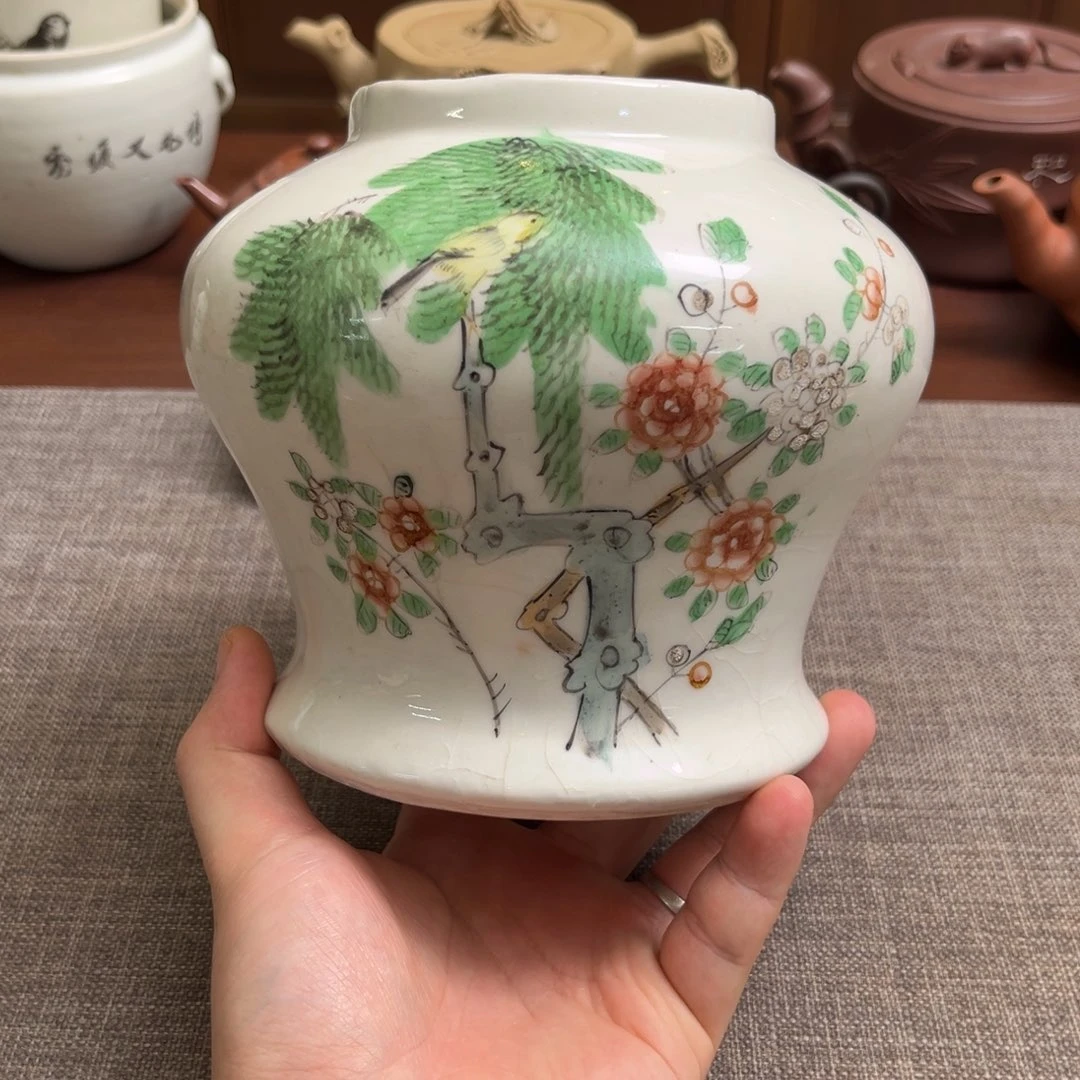 紫砂茶壶粉彩 将军罐