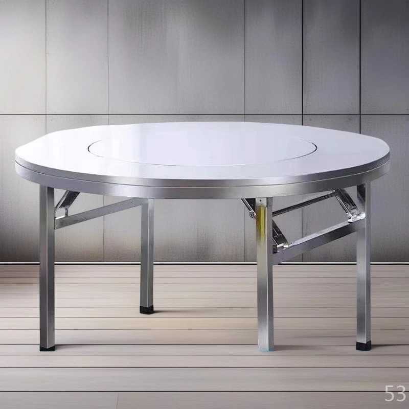 不锈钢简约多功能旋转折叠家用客厅饭桌餐桌新款可调节折叠圆桌子