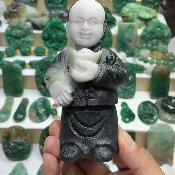 独山玉未镶嵌摆件招财童子