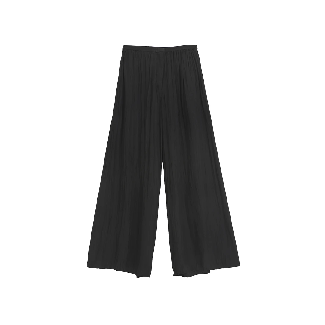 褶皱肌理轻薄舒适显瘦阔腿裤-YGSS235