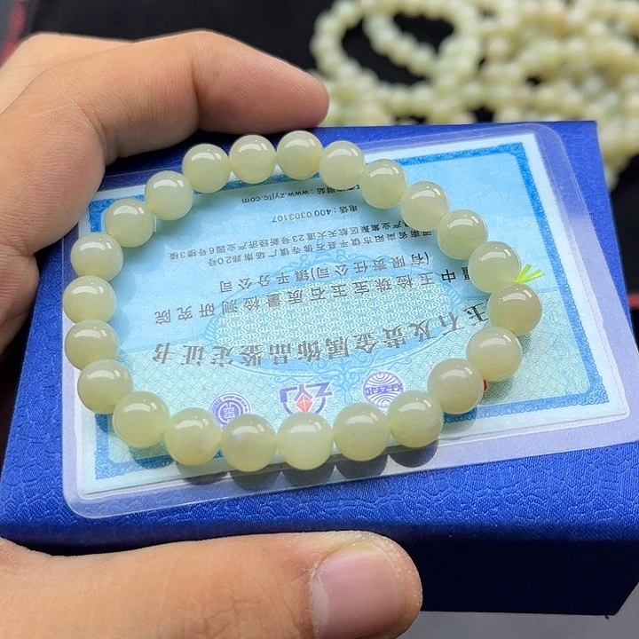 和田玉新疆巴州且末料手串卡8未镶嵌