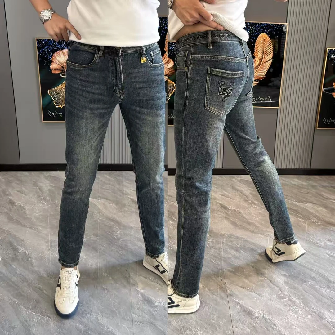 蓝色牛仔裤男款潮流韩版男裤时尚百搭牛仔裤男款爆款2025新款