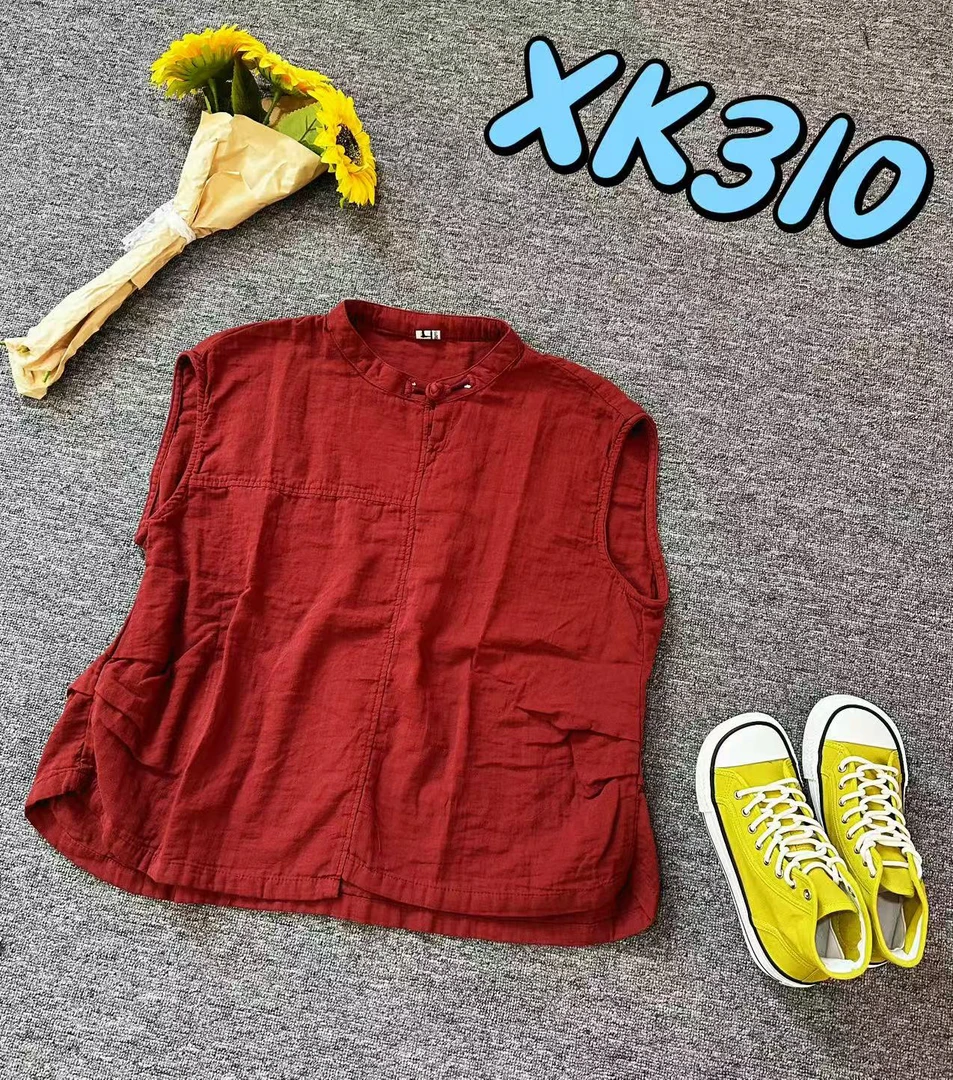 【妮妮】XK310款砍肩领口盘口手工绕线双纱棉上衣（长59胸围124¥