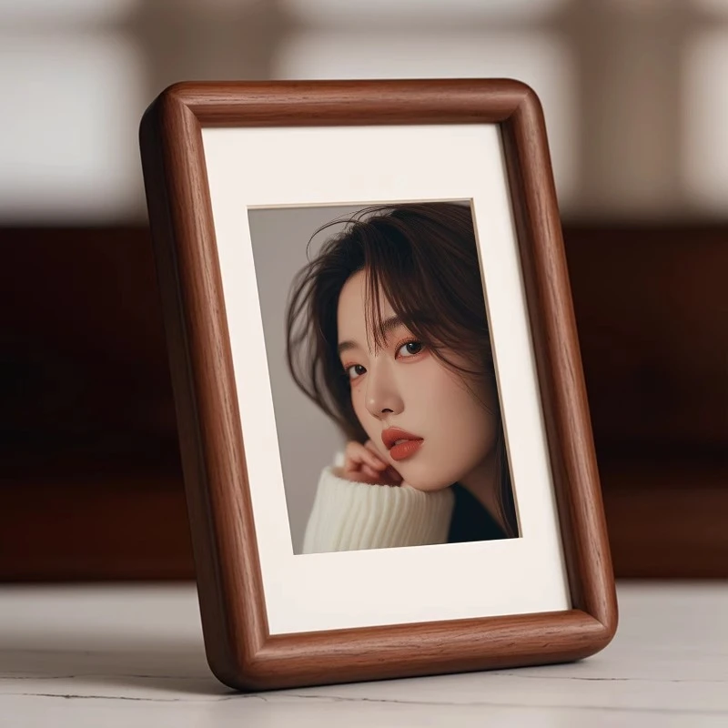 黑胡桃实木相框摆台高级感洗照片打印做成相册6寸8寸木质空框diy