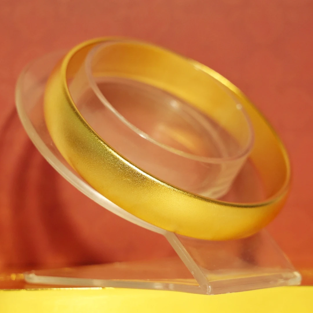 铜合金手镯 古法沙金色宽条手镯 圈口 62左右THJ203