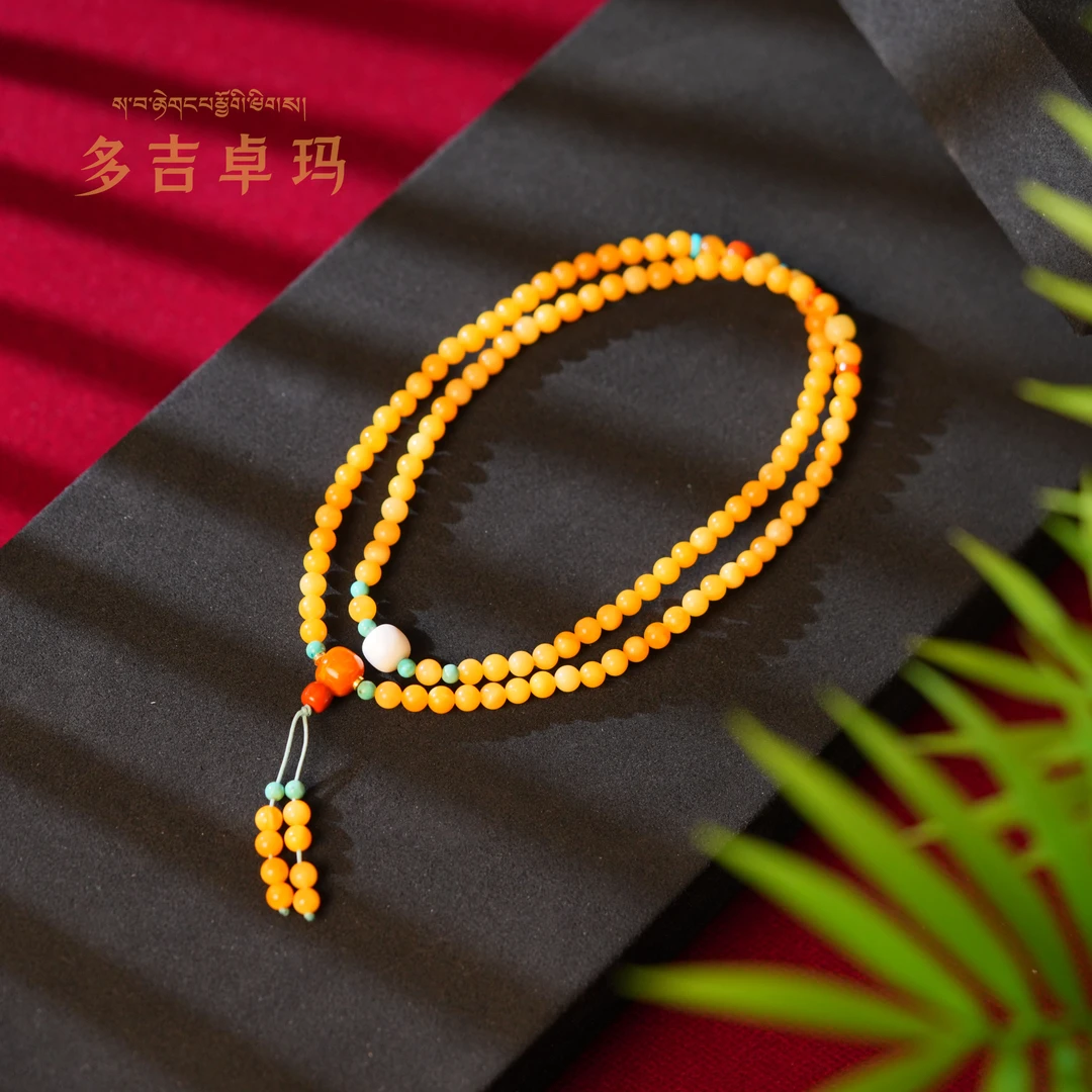 【多吉卓吗】严选珍品鸡油黄蜜蜡5-6mm多圈手串