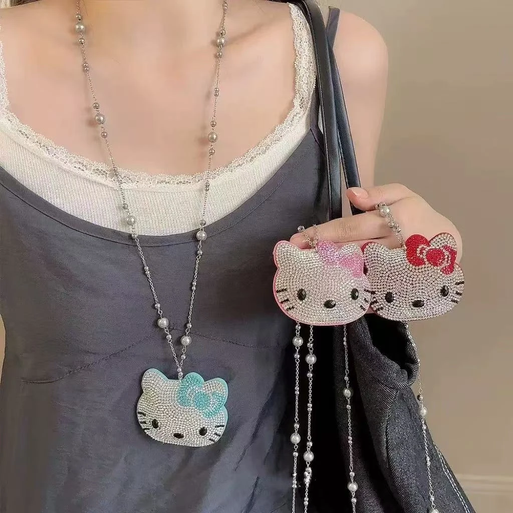 铜合金项链 闪亮猫咪~满钻kt猫项链女可爱锁骨链轻奢