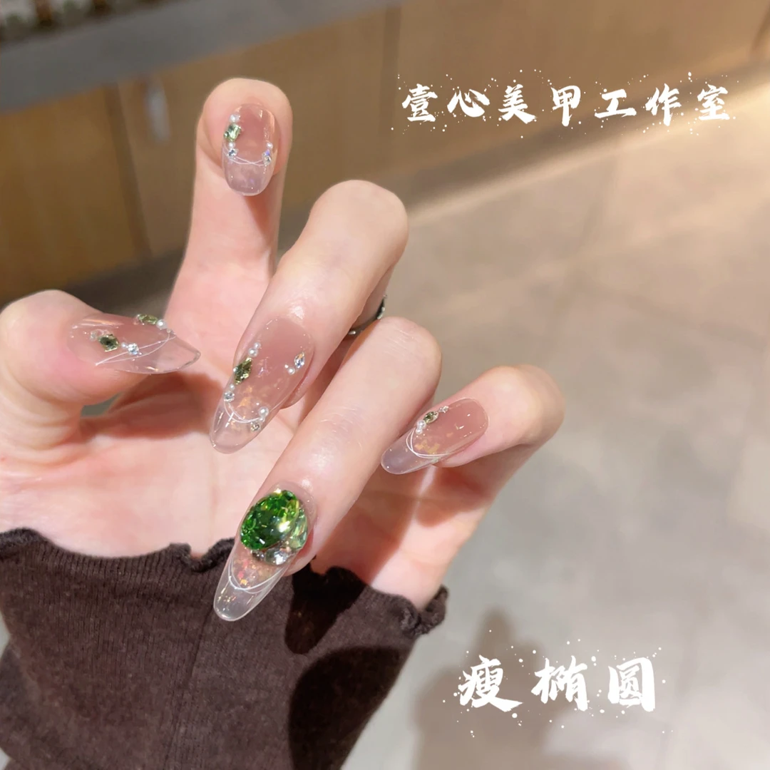 绿野仙踪-壹心纯手工穿戴甲 美甲贴片可拆卸假指甲10片装