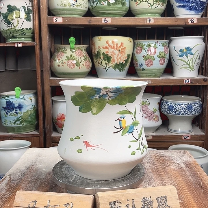 陶瓷小蛮腰荷花鸟新款新款陶瓷陶瓷陶瓷