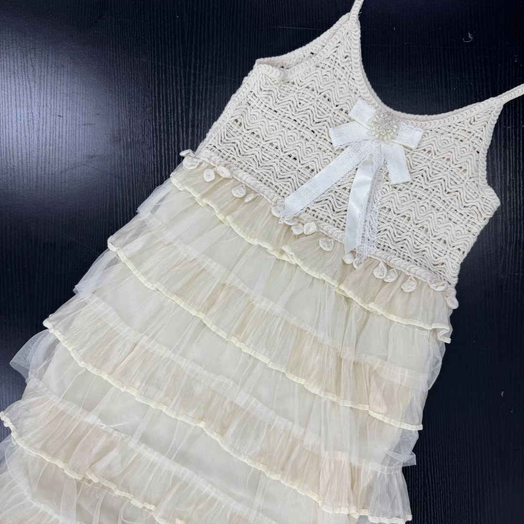 【向云端】2025夏款气质设计杏色长裙