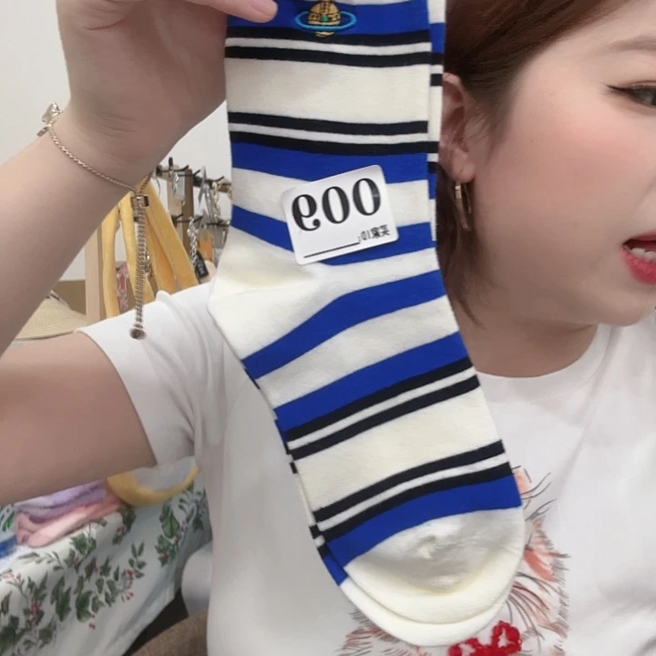 三醋酯纤维多太后蓝色袜子009