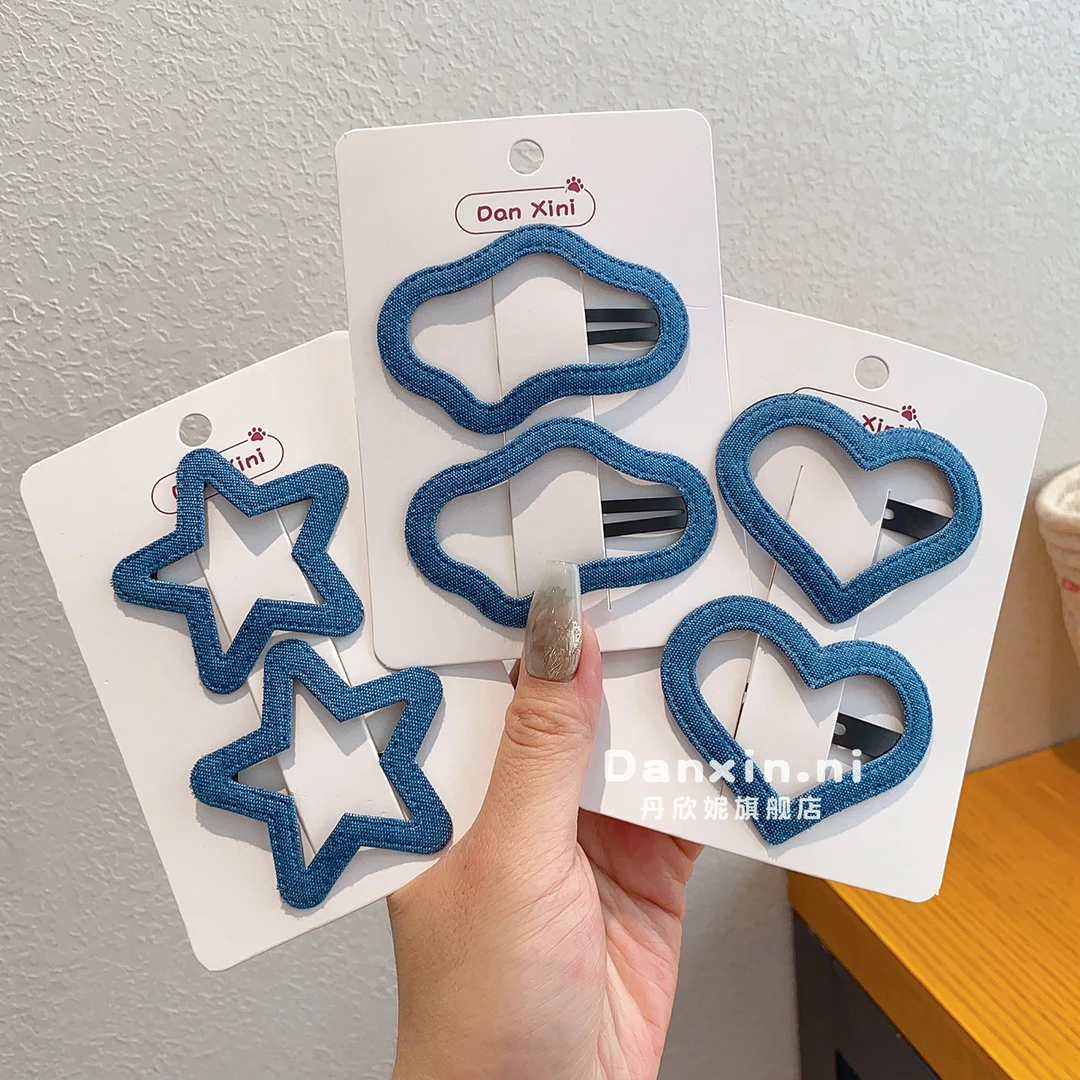 儿童牛仔发夹女童简约刘海夹小女孩侧边夹发卡后脑勺bb夹头饰发饰