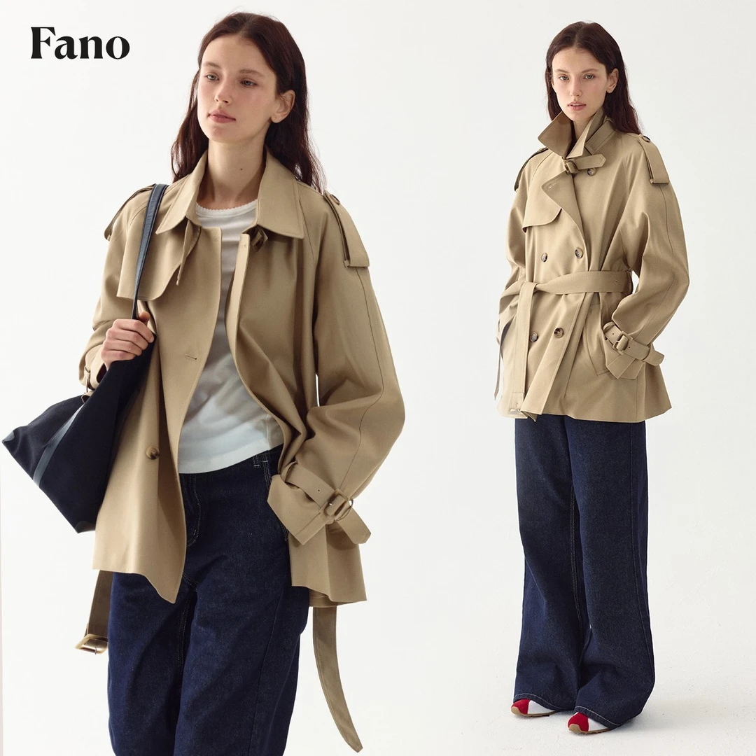 【双11】范洛复古老钱风松弛感短款活页肩章风衣FC25W099