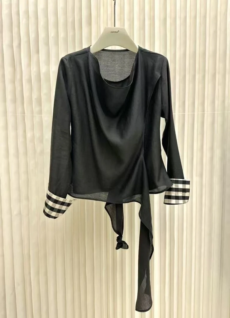 常规防晒长袖条纹落肩袖立领衬衫RIMMA03CS06XH17182