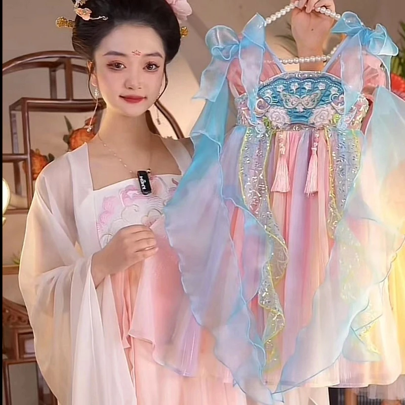 海宁1【 玉扇】2025新款女童国风仙气夏季休闲汉服裙25123