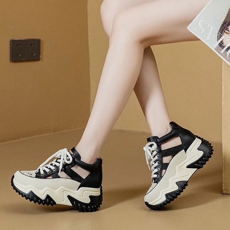 【运费险】镂空凉鞋女2025夏季新款百搭厚底透气薄款休闲鞋老爹鞋潮