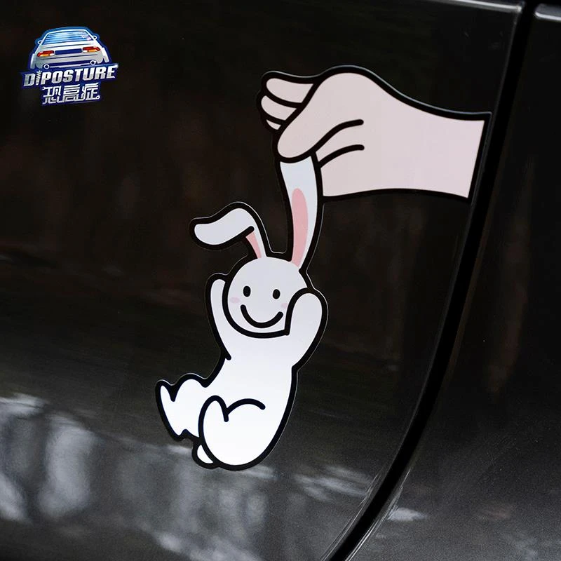 创意抓兔子汽车贴纸卡通动漫摩托电动车贴车身侧门尾灯防水装饰贴