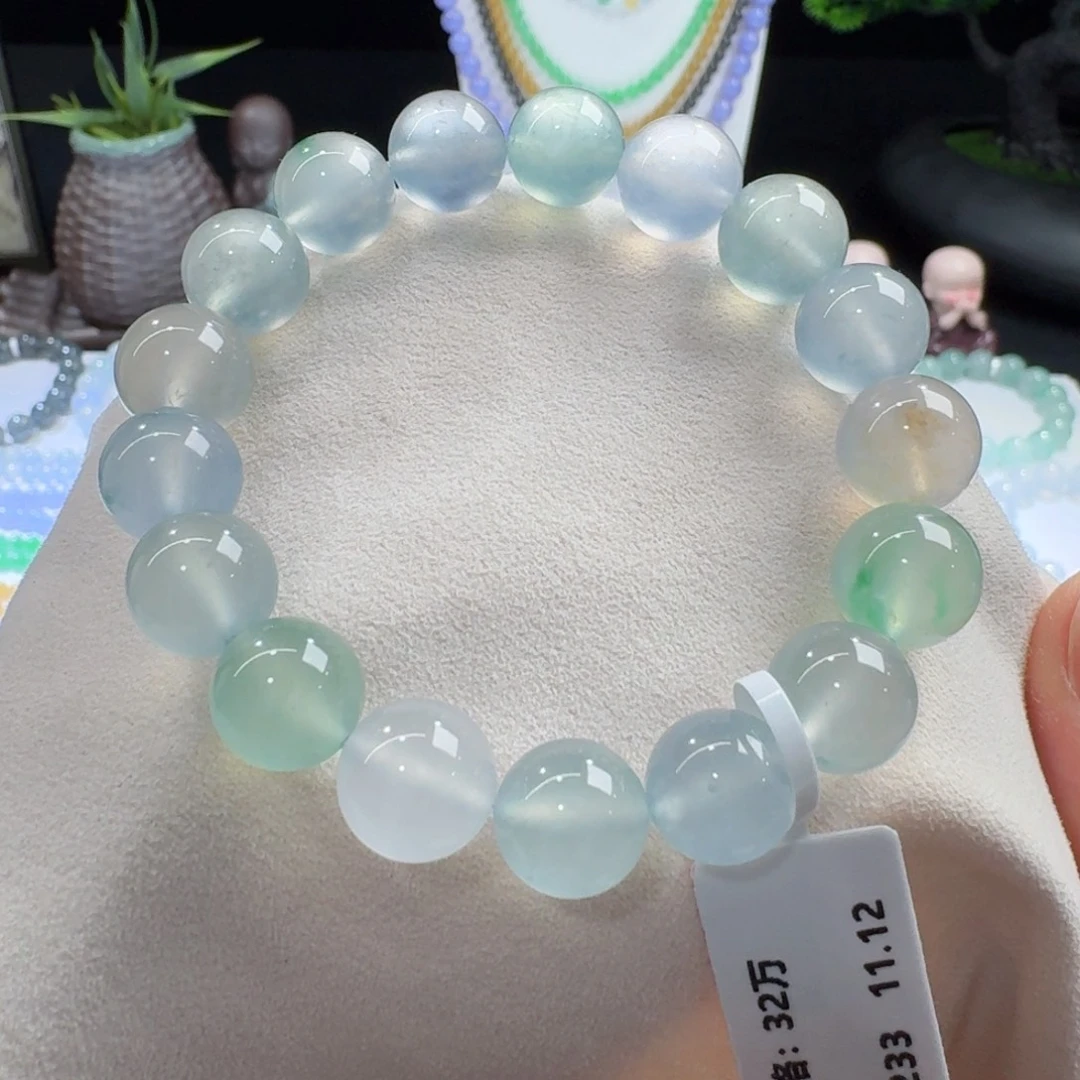 翡翠未镶嵌手链炸光马卡龙多宝单圈11mm