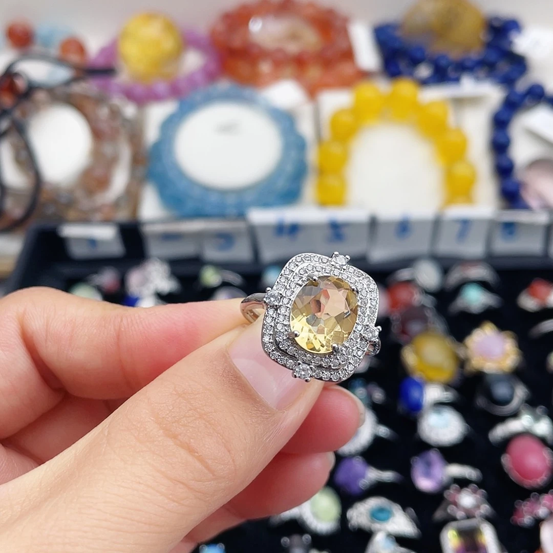 银S925镶嵌戒指烟晶