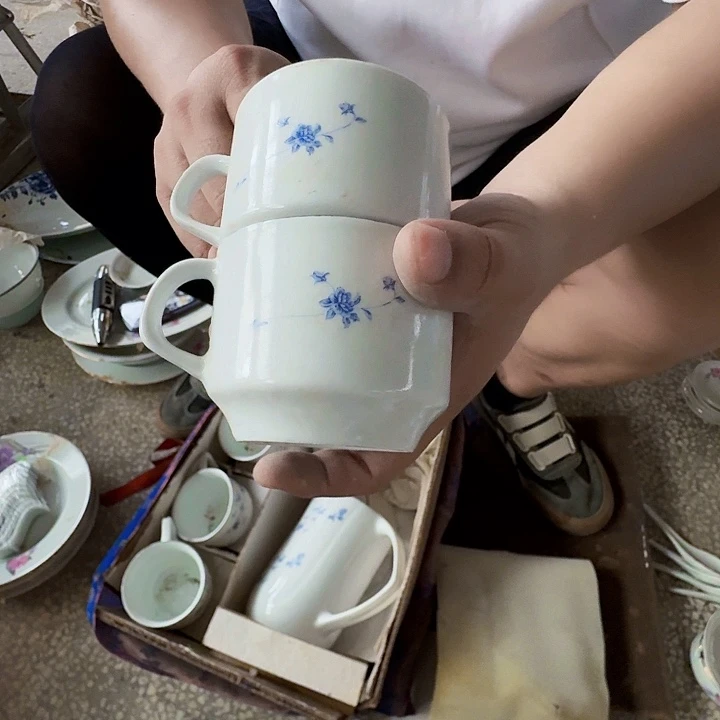景德镇高温陶瓷紫罗兰咖啡杯2个