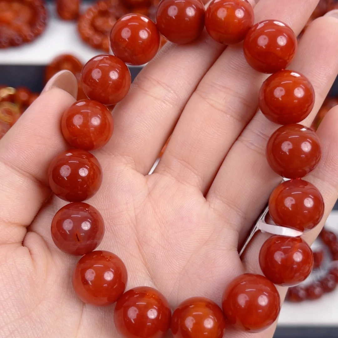 南红玛瑙未镶嵌瓦西锦红玉化13mm手串