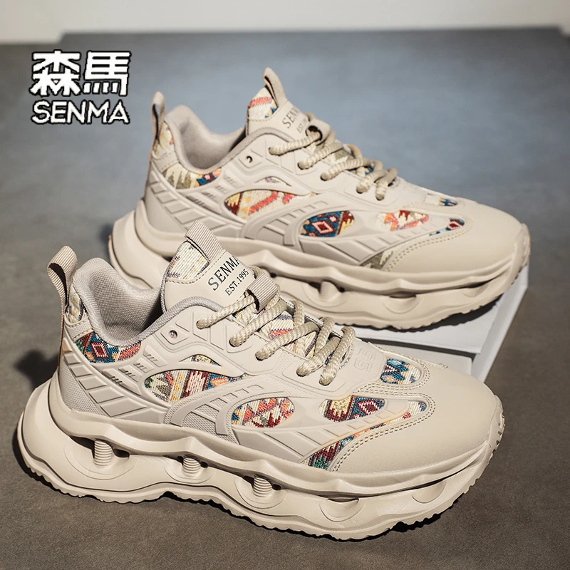 森马男鞋2025秋季新款时尚百搭情侣老爹鞋厚底增高透气网面运动鞋