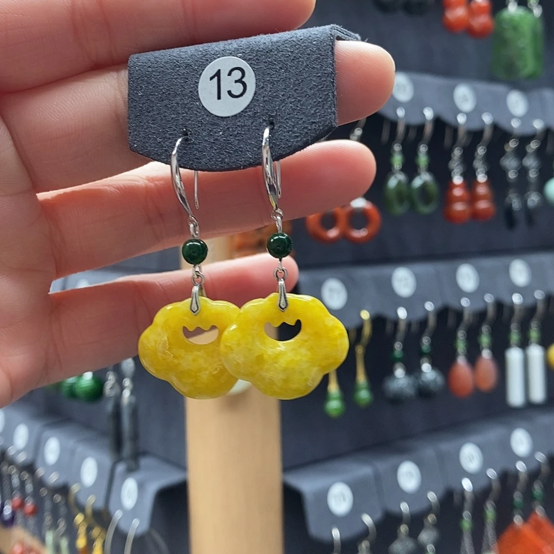 翡翠银S925镶嵌耳饰