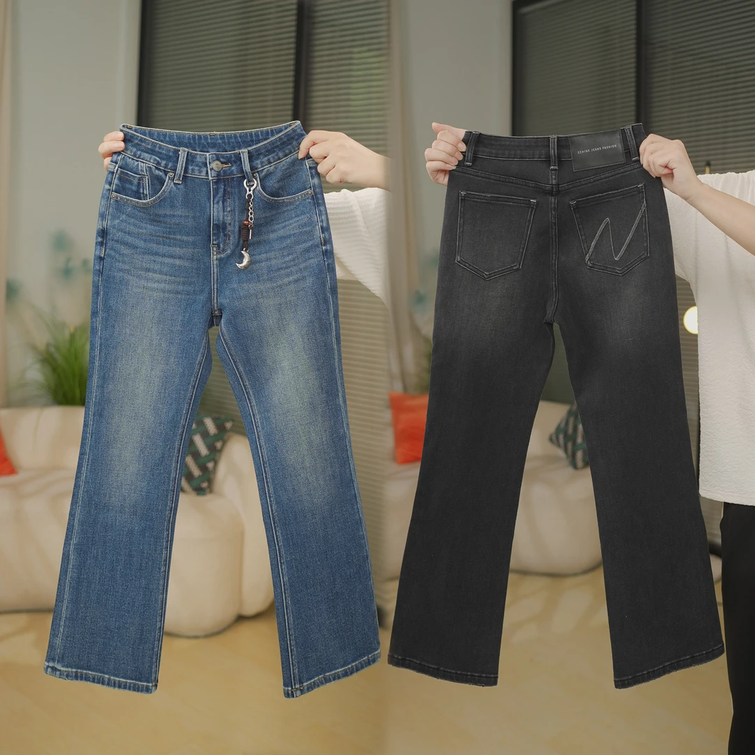 8051加绒微喇九分百搭牛仔裤小个子2025秋冬新款显瘦修身女人味