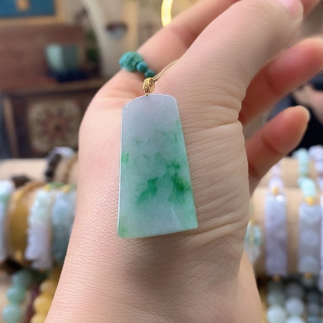 翡翠18K金镶嵌挂件翡翠挂件