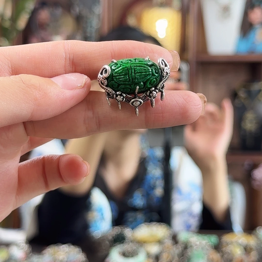 翡翠银S925镶嵌戒指