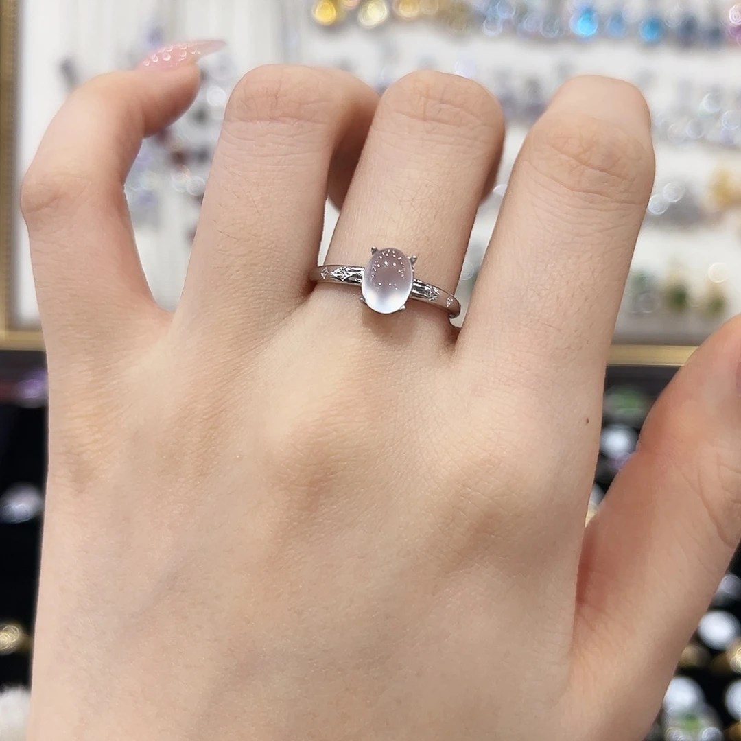 岫玉银S925镶嵌戒指