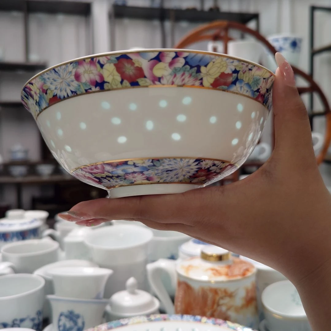 瓷万花6寸面碗一个景德镇