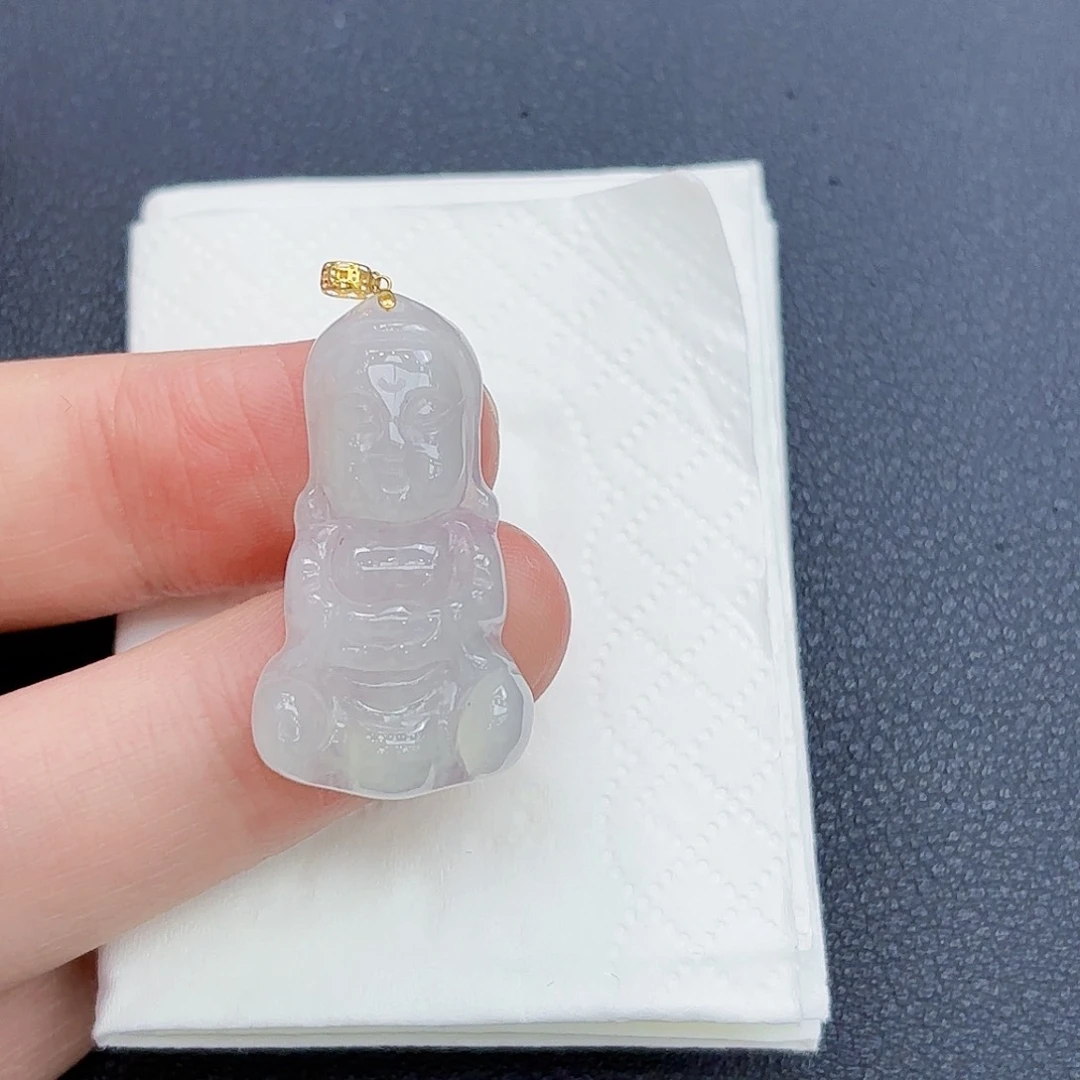 翡翠18K金镶嵌颈饰精品•宝宝佛公吊坠