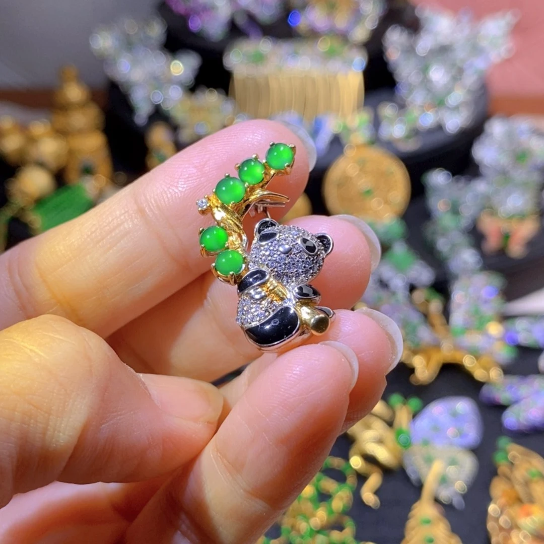 吊坠(不含链)银S925镶嵌翡翠