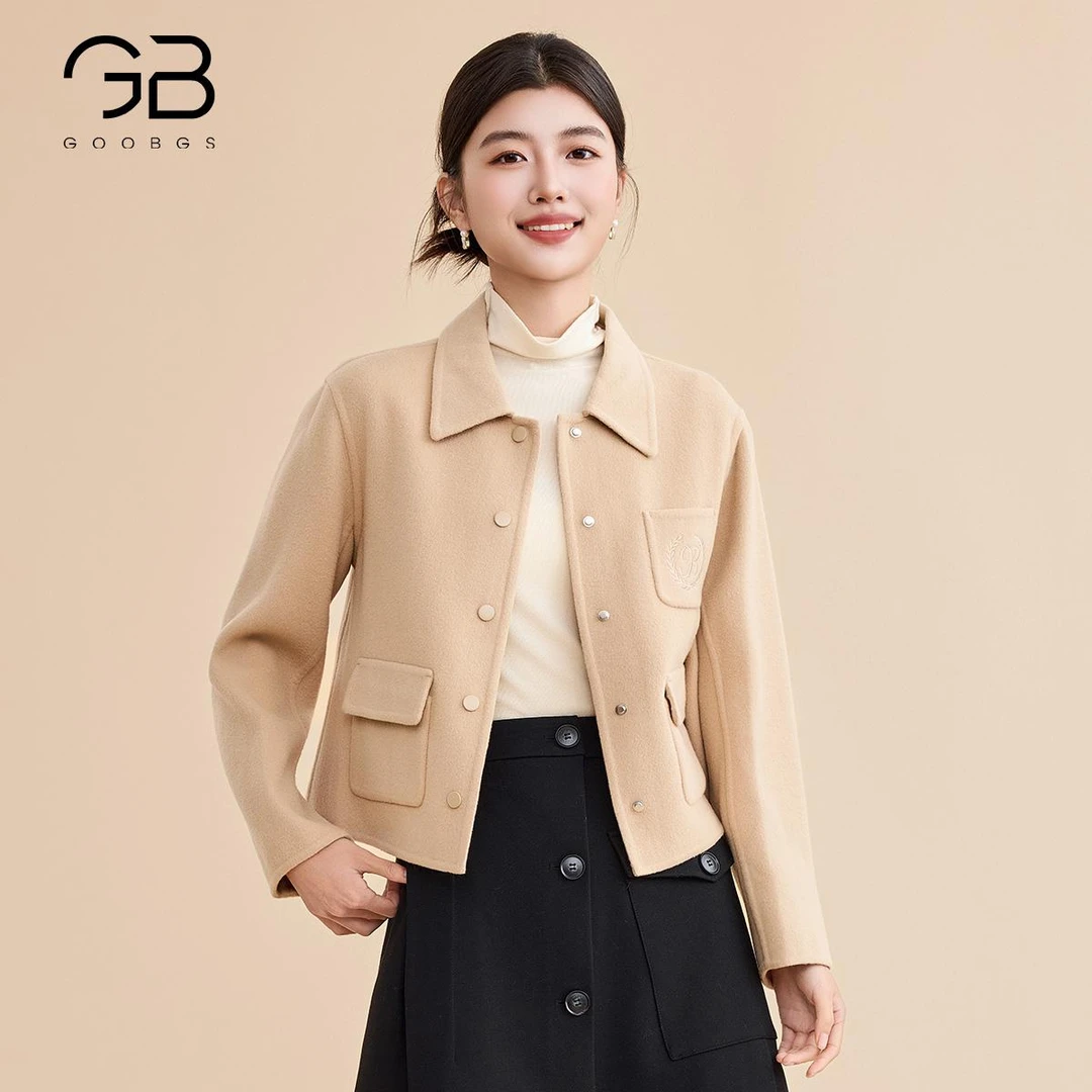 【谷邦L+】短款毛呢外套女2024冬季新款绵羊毛G3486777