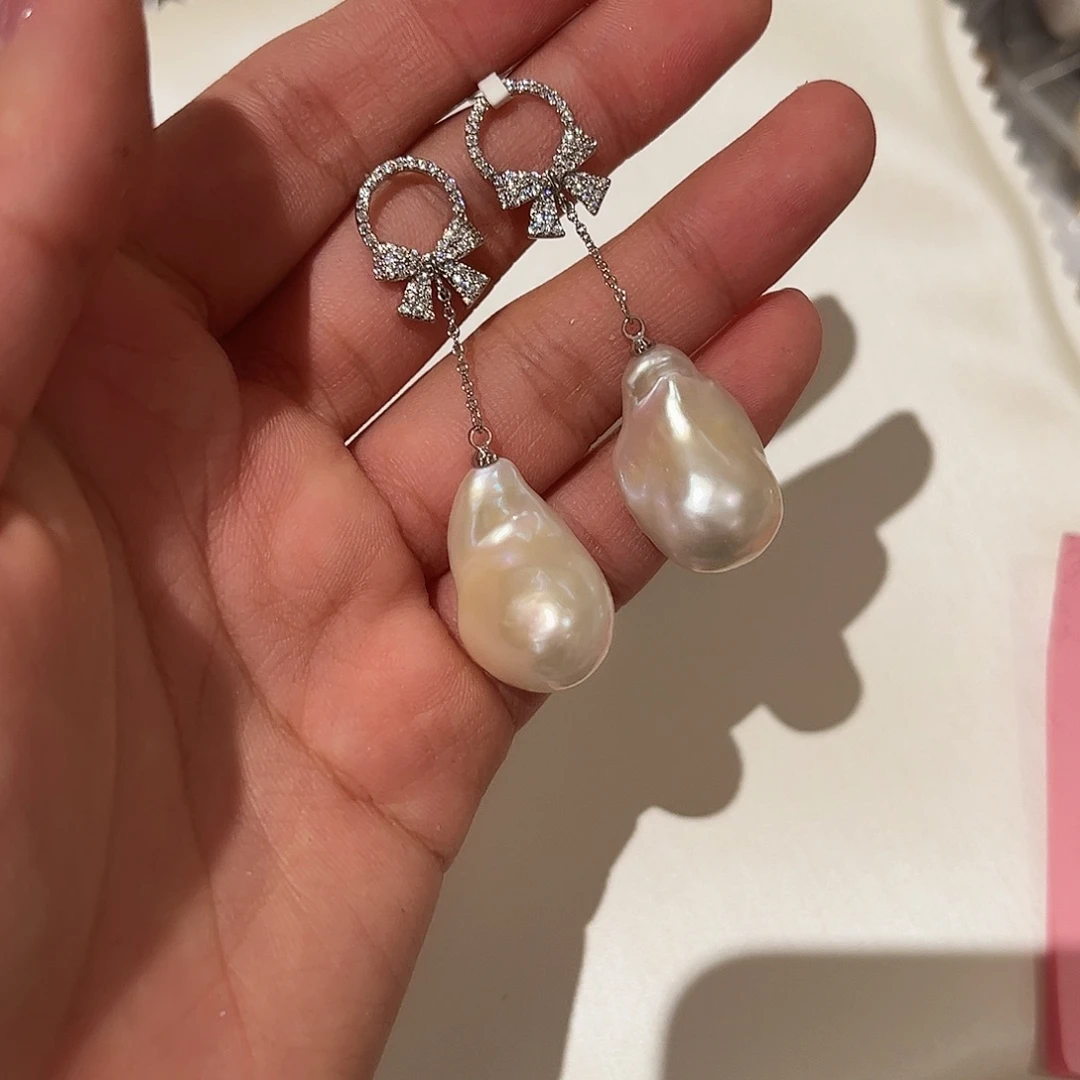 合金淡水珍珠耳饰