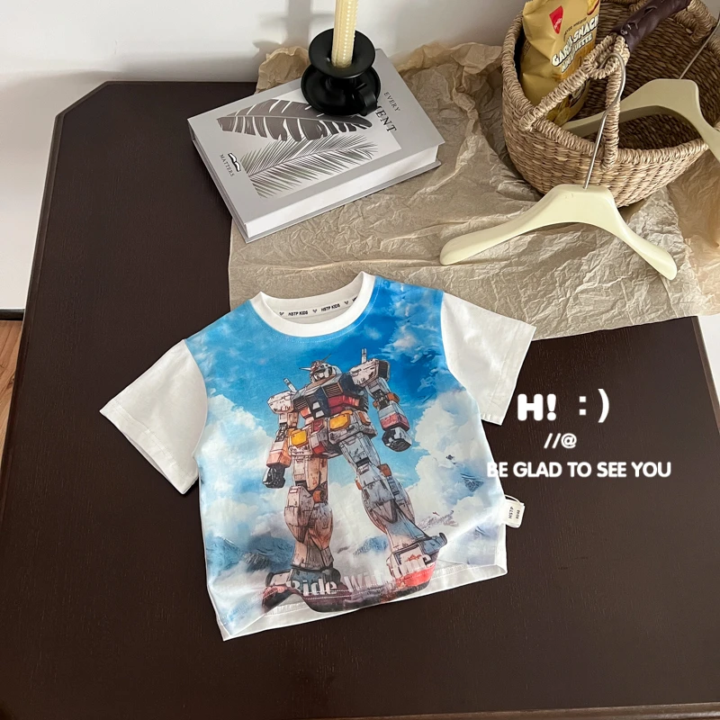 【现货】郝叔童品夏季新款百搭洋气男童短袖T恤2025时尚潮流HR5231