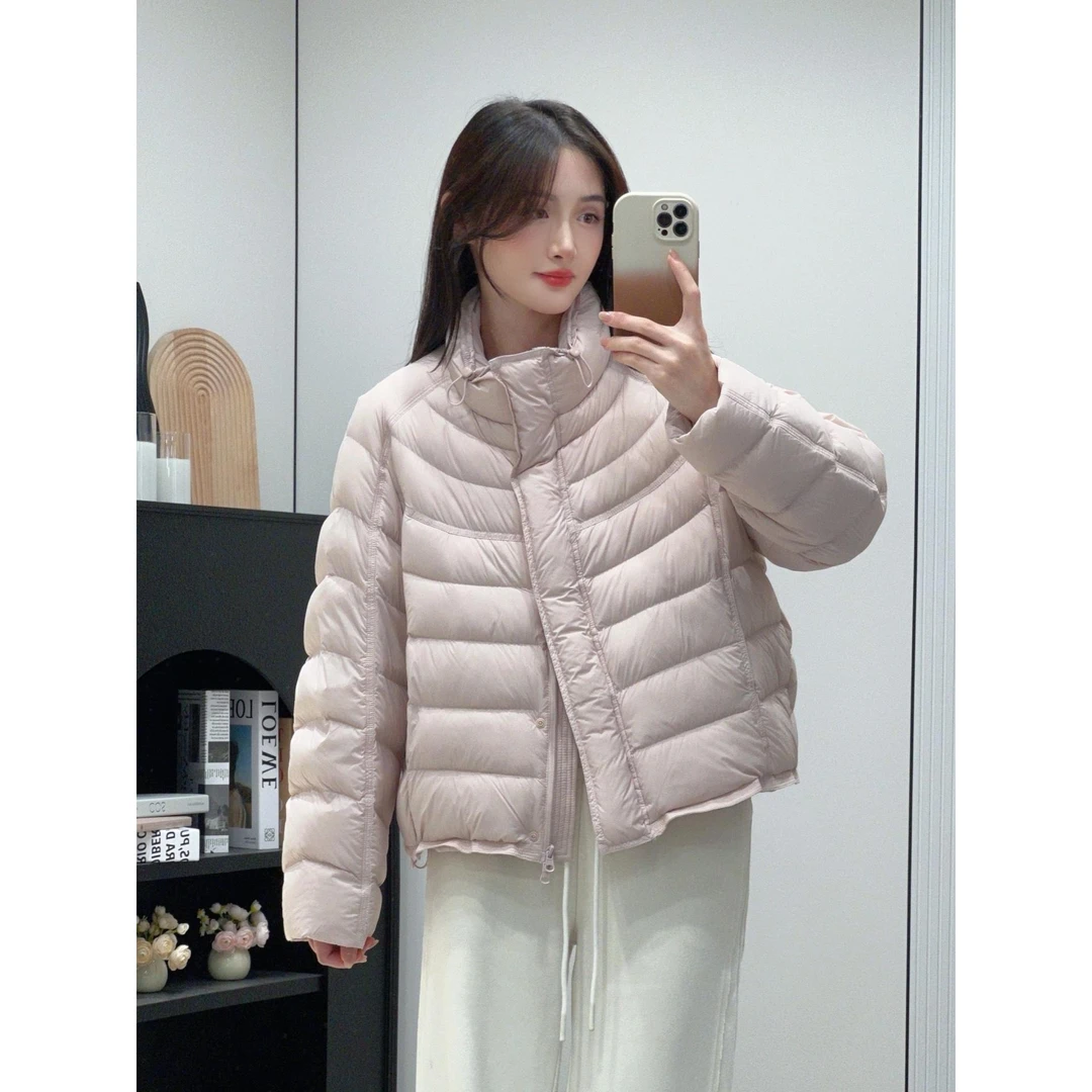 韩系简约立领排骨羽绒服女短款25冬季新超好看的90白鸭绒小个子女