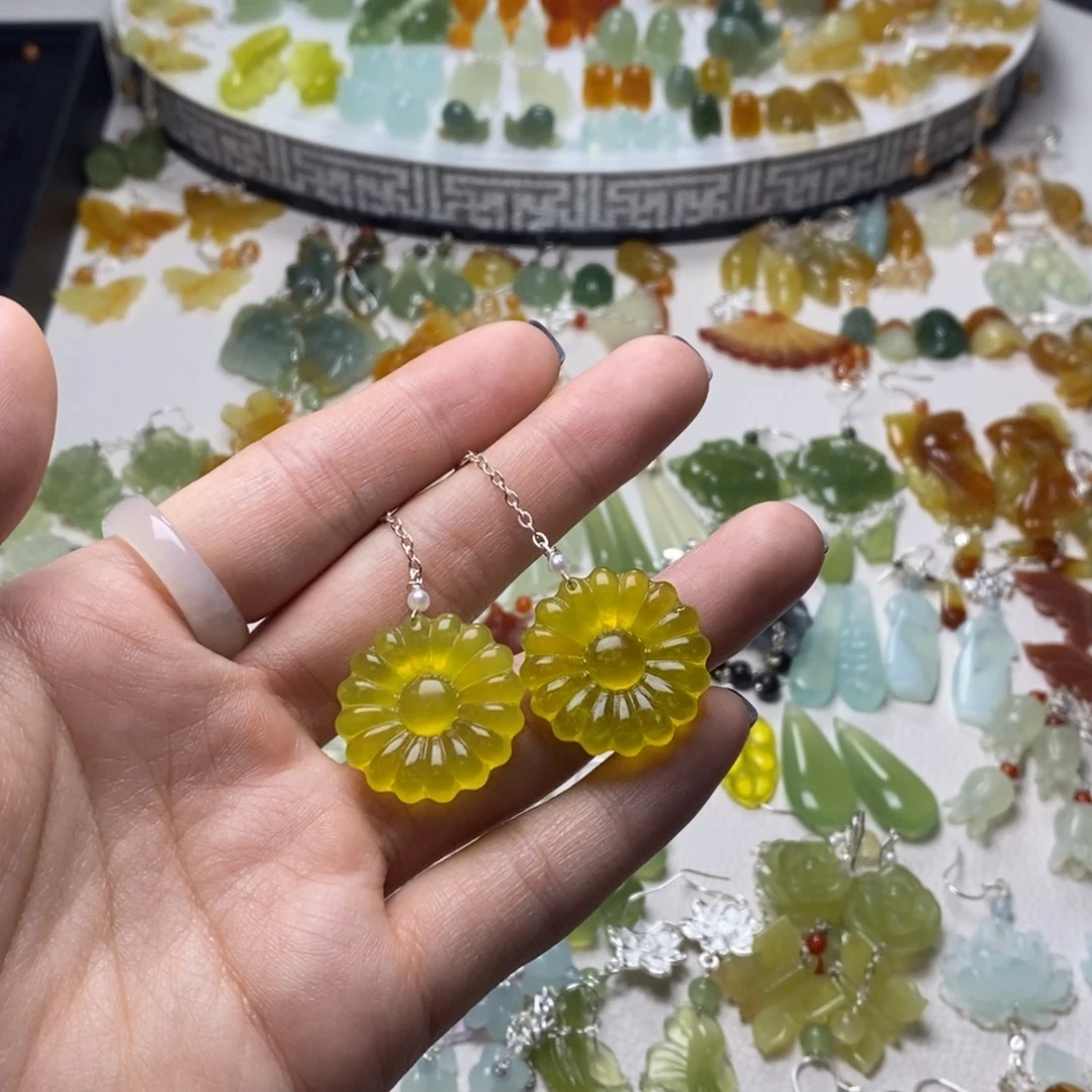 蛇纹石玉合金耳饰/颈饰